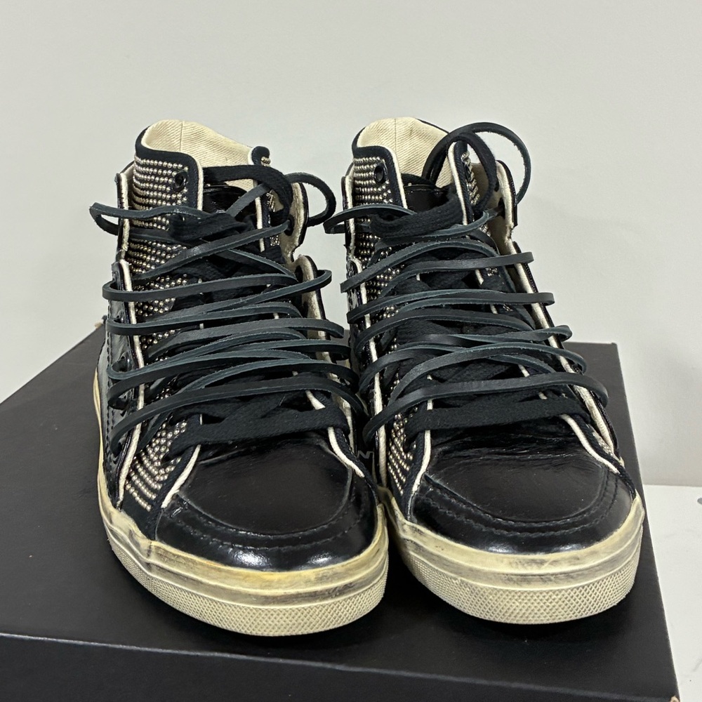 Saint Laurent Double Studded High Top Sneaker Size EU 35 USA 5 - Picture 7 of 13